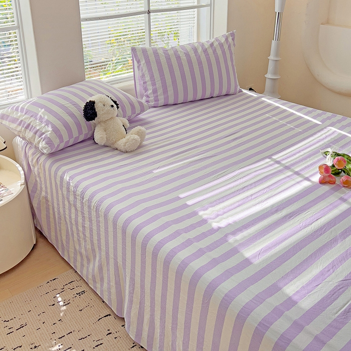 91家纺网 家纺一手货源 找家纺 （总）爱彼家纺 2026春夏新款中条床单水洗棉亲肤柔软床单三件套-条纹系列一