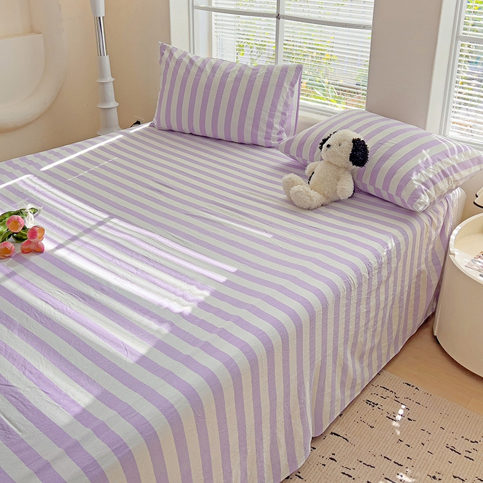 91家纺网 家纺一手货源 找家纺 （总）爱彼家纺 2026春夏新款中条床单水洗棉亲肤柔软床单三件套-条纹系列一