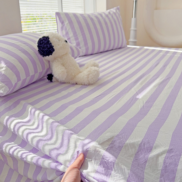 91家纺网 家纺一手货源 找家纺 （总）爱彼家纺 2026春夏新款中条床单水洗棉亲肤柔软床单三件套-条纹系列一