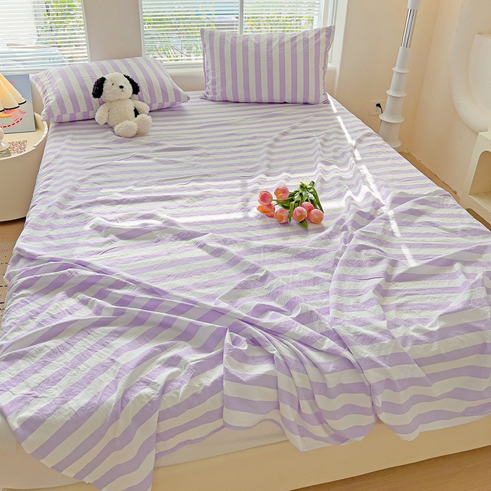 91家纺网 家纺一手货源 找家纺 （总）爱彼家纺 2026春夏新款中条床单水洗棉亲肤柔软床单三件套-条纹系列一