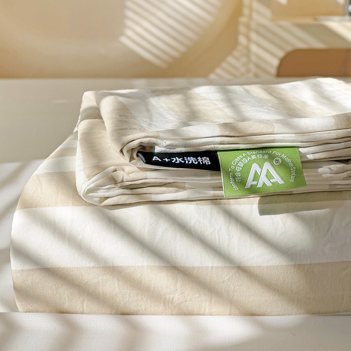 91家纺网 家纺一手货源 找家纺 （总）爱彼家纺 2026春夏新款中条床单水洗棉亲肤柔软床单三件套-条纹系列一