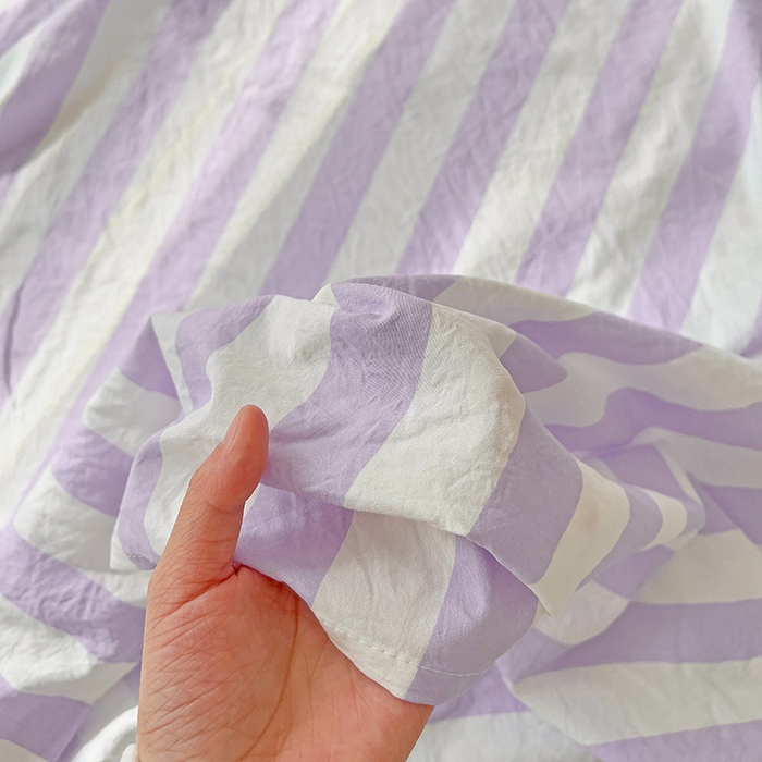 91家纺网 家纺一手货源 找家纺 爱彼家纺 2026春夏新款中条床单水洗棉亲肤柔软床单三件套-条纹系列一 雅紫中条