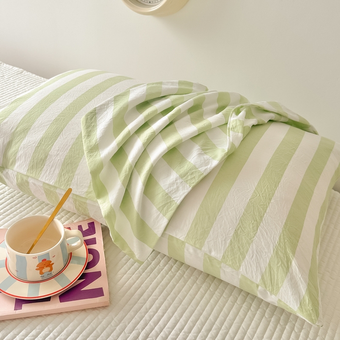 （总）爱彼家纺 2026新款条纹系列中条枕套一只一对装亲肤柔软-春夏新品