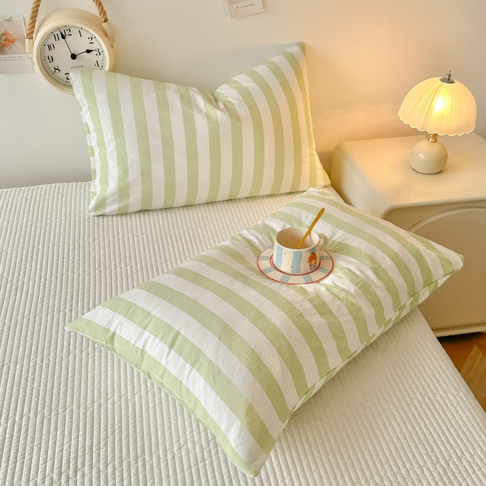 91家纺网 家纺一手货源 找家纺 （总）爱彼家纺 2026新款条纹系列中条枕套一只一对装亲肤柔软-春夏新品