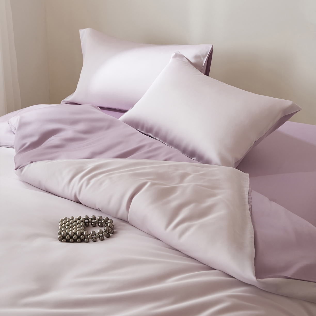 91家纺网 家纺一手货源 找家纺 EH家居 2026新款天丝仲夏夜之梦系列四件套 仲夏-浅樱粉紫