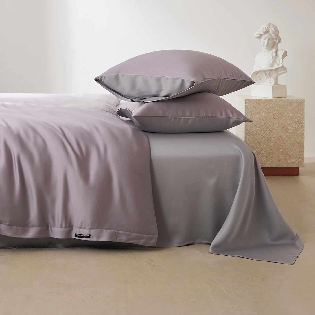 91家纺网 家纺一手货源 找家纺 EH家居 2026新款天丝仲夏夜之梦系列四件套 仲夏-紫灰