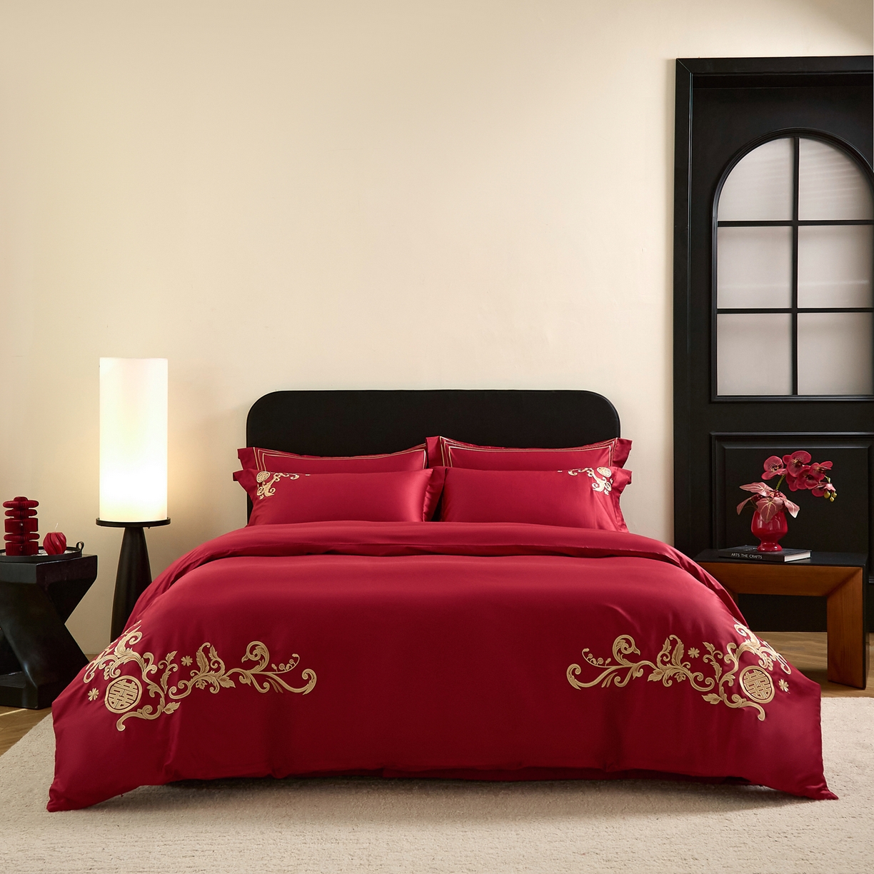 91家纺网 家纺一手货源 找家纺 （总）ONE TWO ONE 121 【会员-20】 【控价商品】【提供买家秀】  2026新款100s长绒棉全棉床上用品结婚四件套刺绣款