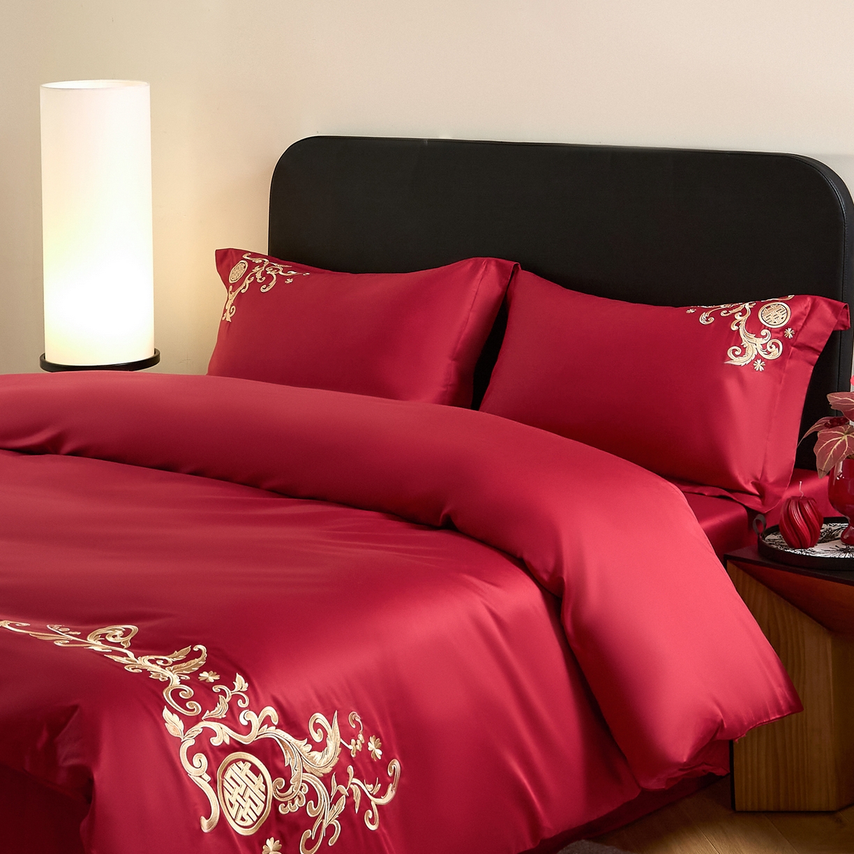 91家纺网 家纺一手货源 找家纺 （总）ONE TWO ONE 121 【会员-20】 【控价商品】【提供买家秀】  2026新款100s长绒棉全棉床上用品结婚四件套刺绣款