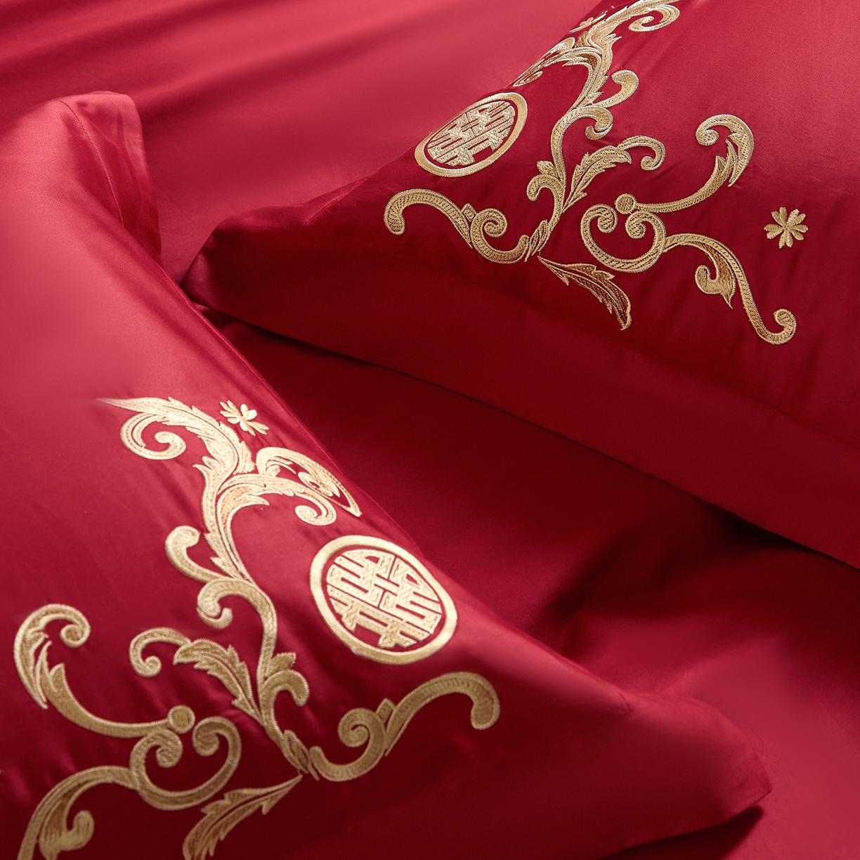 91家纺网 家纺一手货源 找家纺 （总）ONE TWO ONE 121 【会员-20】 【控价商品】【提供买家秀】  2026新款100s长绒棉全棉床上用品结婚四件套刺绣款