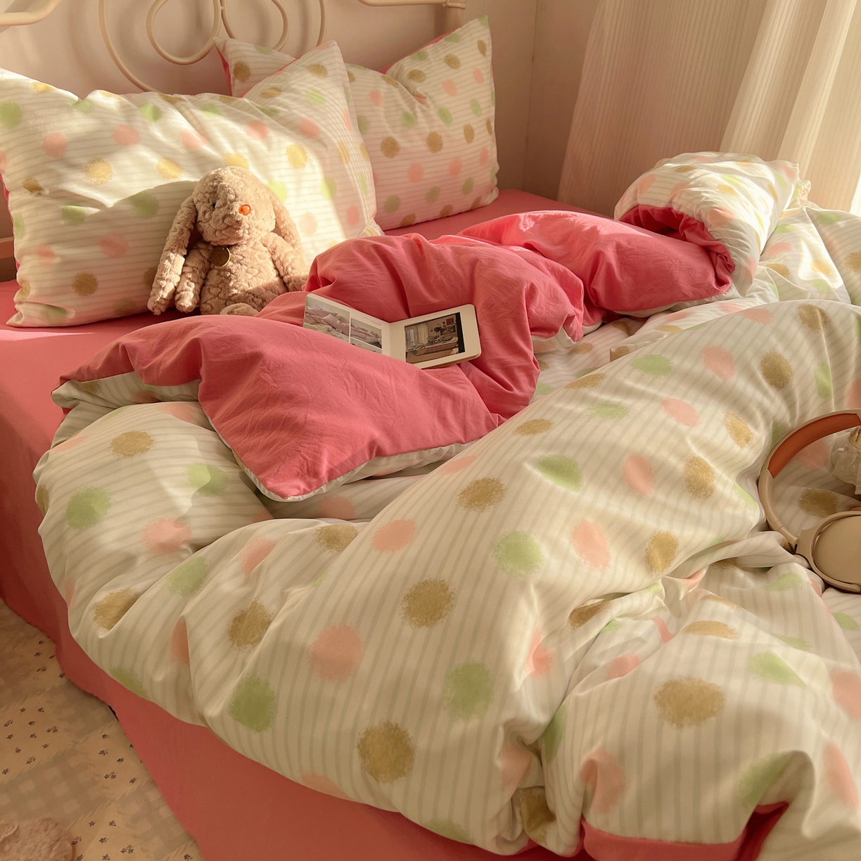 繁花家居 2026简单款水洗棉四件套学生床三件套 芭乐可丽卷