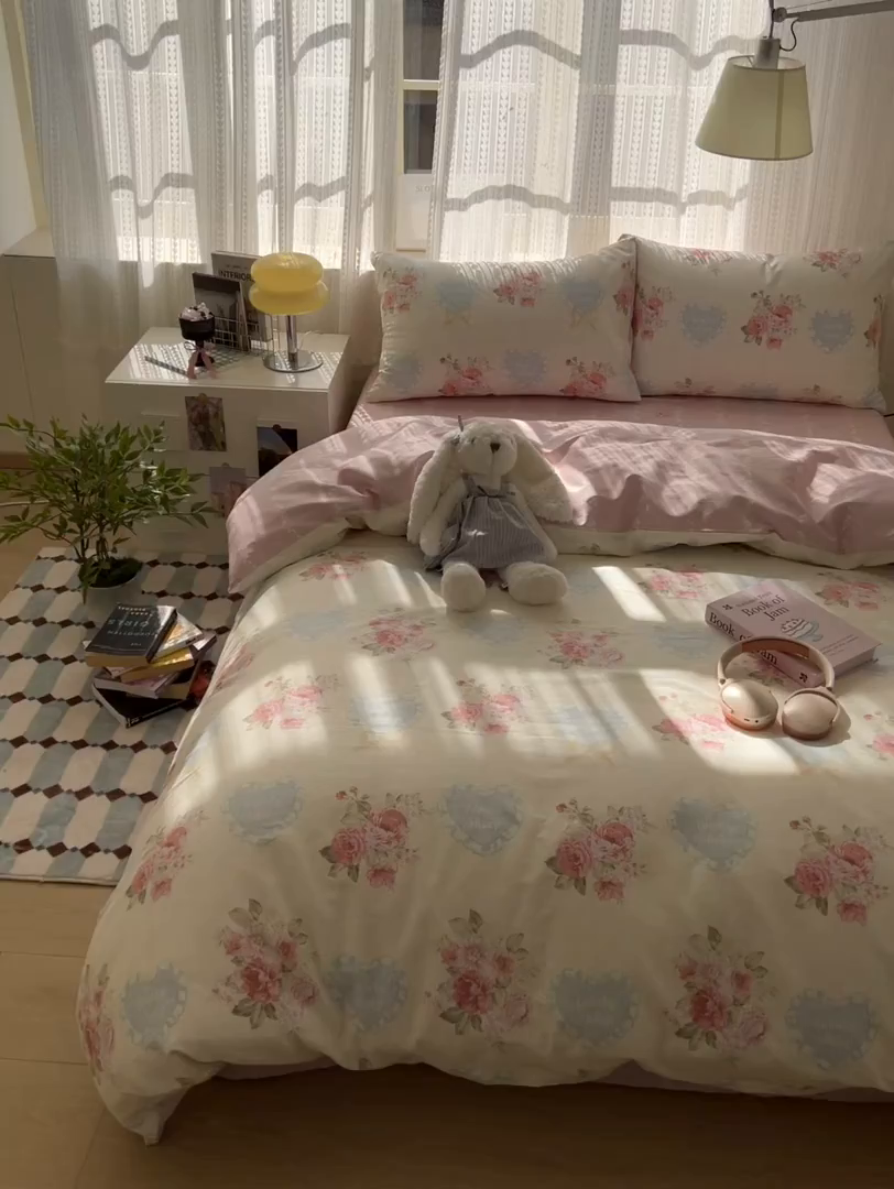 91家纺网 家纺一手货源 找家纺 （总）曼之夏 2026新款全棉印花花卉四件套