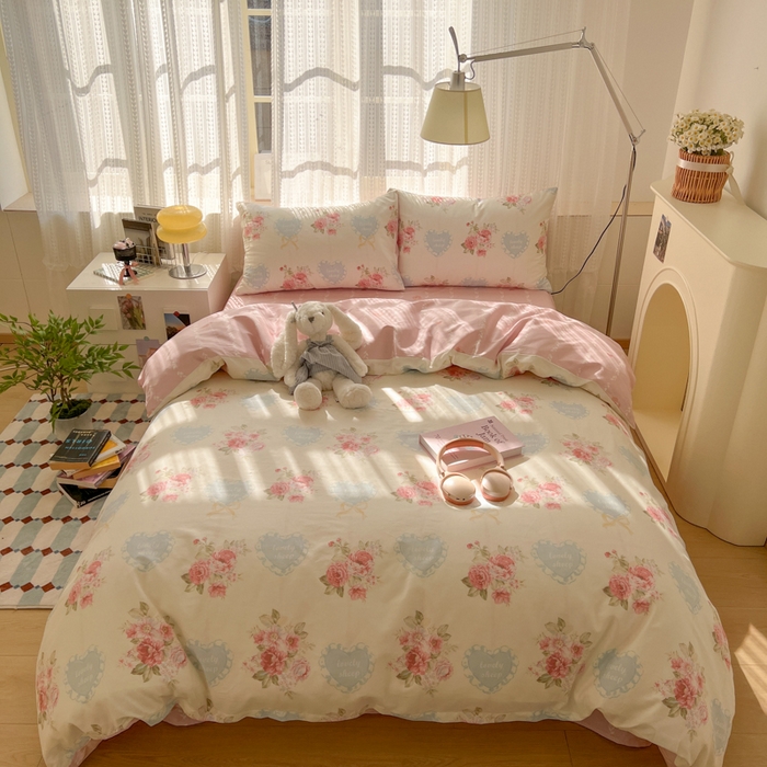 91家纺网 家纺一手货源 找家纺 （总）曼之夏 2026新款全棉印花花卉四件套