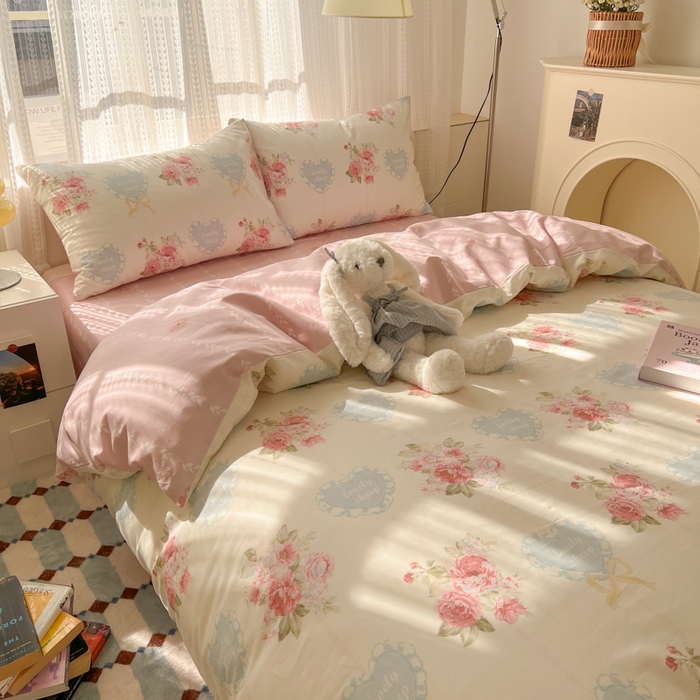 91家纺网 家纺一手货源 找家纺 （总）曼之夏 2026新款全棉印花花卉四件套