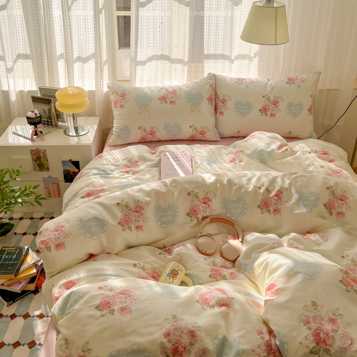 91家纺网 家纺一手货源 找家纺 （总）曼之夏 2026新款全棉印花花卉四件套