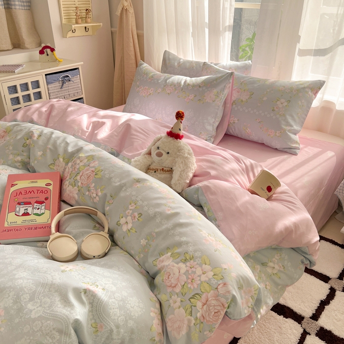 91家纺网 家纺一手货源 找家纺 （总）曼之夏 2026新款全棉印花花卉四件套