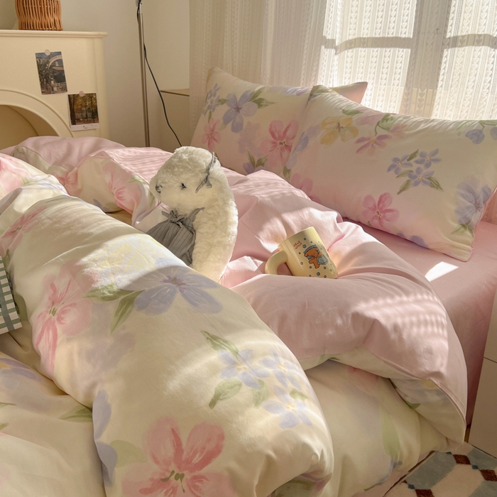 91家纺网 家纺一手货源 找家纺 （总）曼之夏 2026新款全棉印花花卉四件套