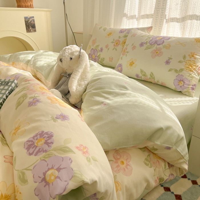 91家纺网 家纺一手货源 找家纺 （总）曼之夏 2026新款全棉印花花卉四件套