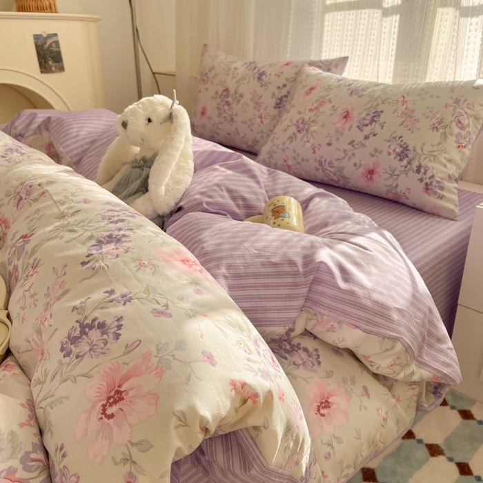 91家纺网 家纺一手货源 找家纺 （总）曼之夏 2026新款全棉印花花卉四件套