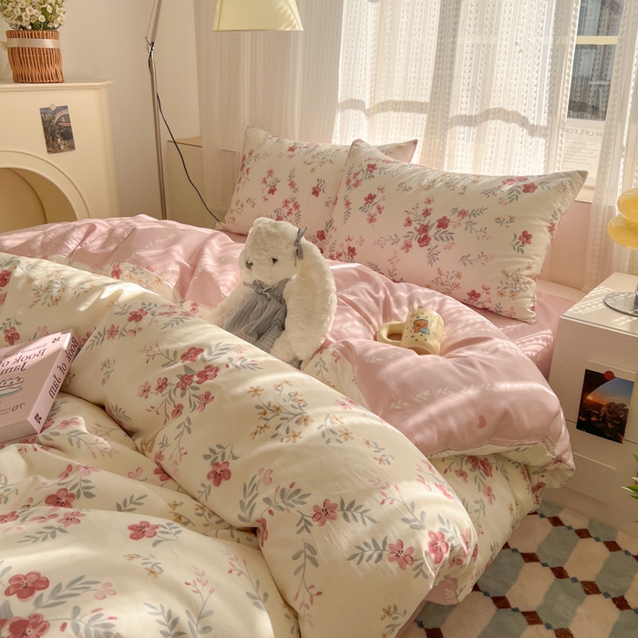 91家纺网 家纺一手货源 找家纺 （总）曼之夏 2026新款全棉印花花卉四件套