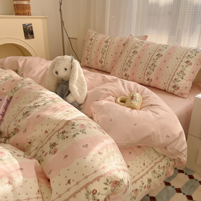 91家纺网 家纺一手货源 找家纺 （总）曼之夏 2026新款全棉印花花卉四件套