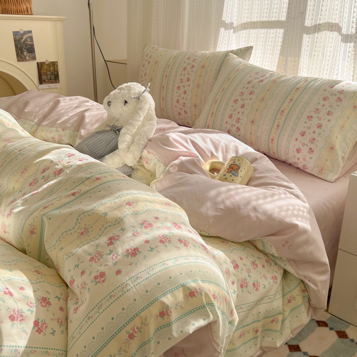 91家纺网 家纺一手货源 找家纺 （总）曼之夏 2026新款全棉印花花卉四件套