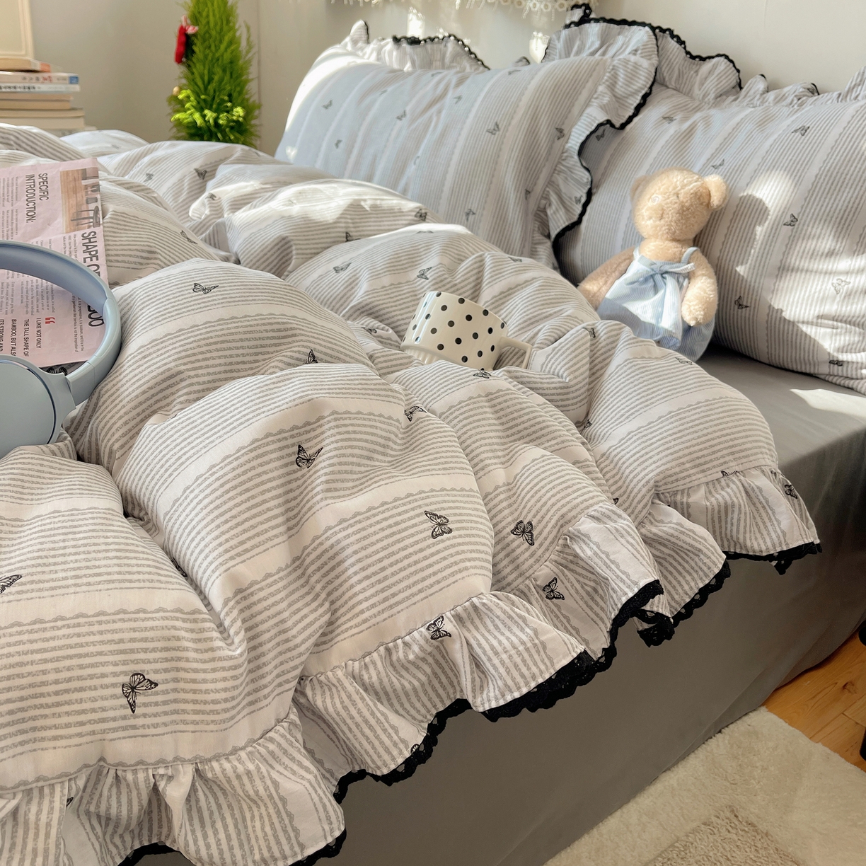 91家纺网 家纺一手货源 找家纺 （总）三朵家纺 2026新款40支13070全棉纯棉韩版法式花边四件套