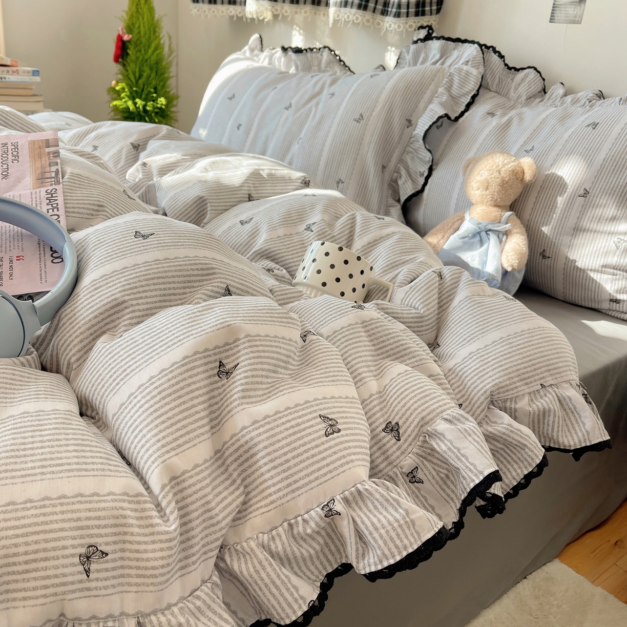 91家纺网 家纺一手货源 找家纺 （总）三朵家纺 2026新款40支13070全棉纯棉韩版法式花边四件套