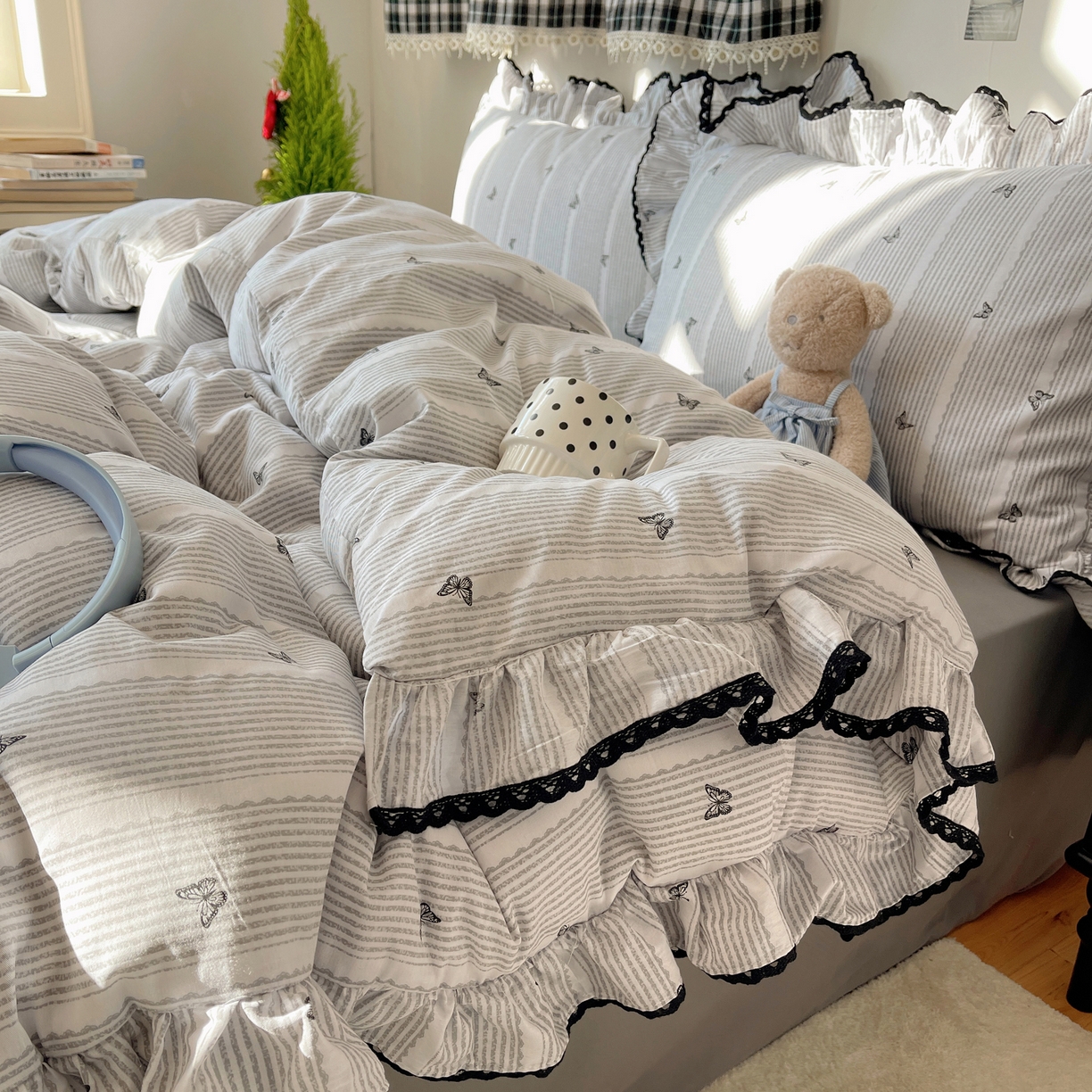 91家纺网 家纺一手货源 找家纺 （总）三朵家纺 2026新款40支13070全棉纯棉韩版法式花边四件套