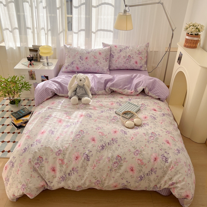 91家纺网 家纺一手货源 找家纺 曼之夏 2026新款全棉印花花卉四件套 锦簇