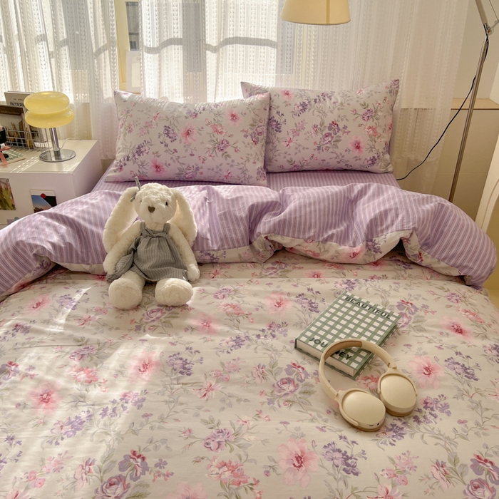 91家纺网 家纺一手货源 找家纺 曼之夏 2026新款全棉印花花卉四件套 锦簇