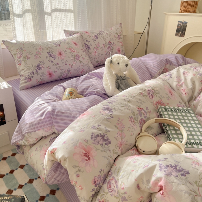 91家纺网 家纺一手货源 找家纺 曼之夏 2026新款全棉印花花卉四件套 锦簇