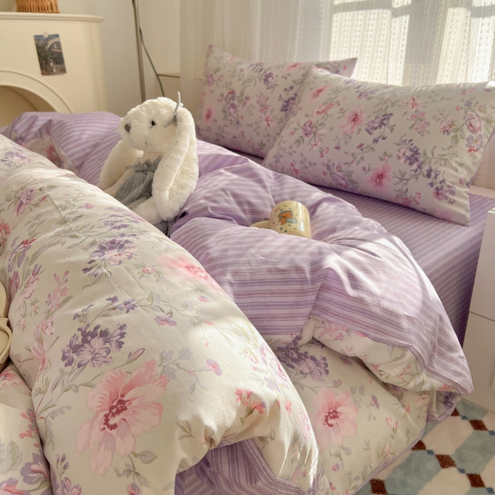 91家纺网 家纺一手货源 找家纺 曼之夏 2026新款全棉印花花卉四件套 锦簇