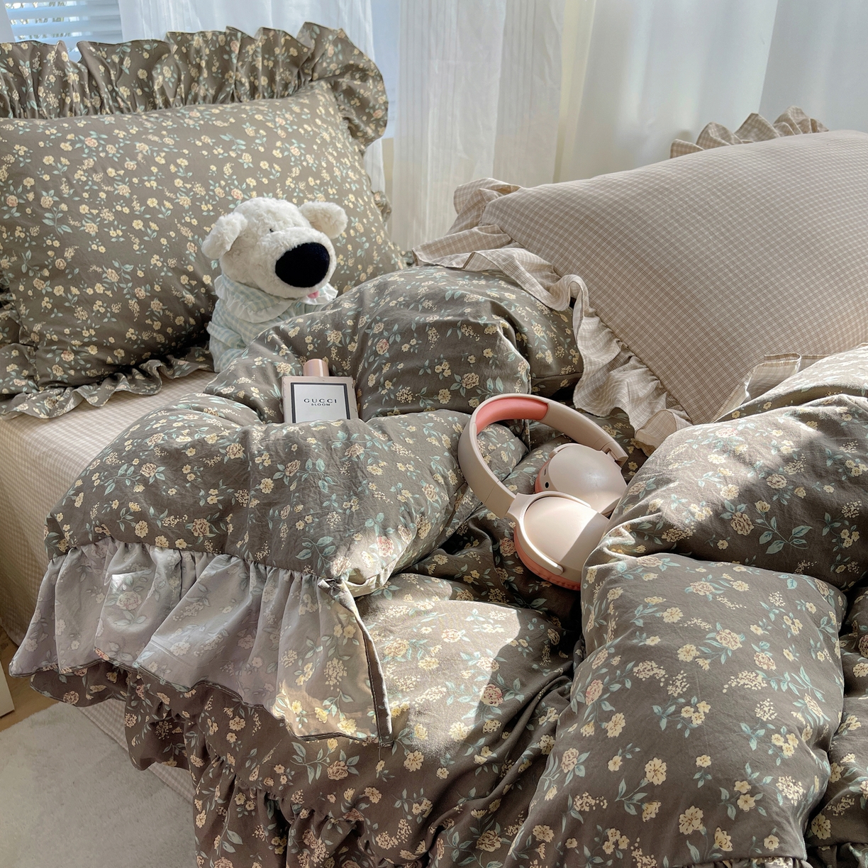 91家纺网 家纺一手货源 找家纺 （总）三朵家纺 2026新款A类云柔水洗棉韩版法式花边云朵棉四件套