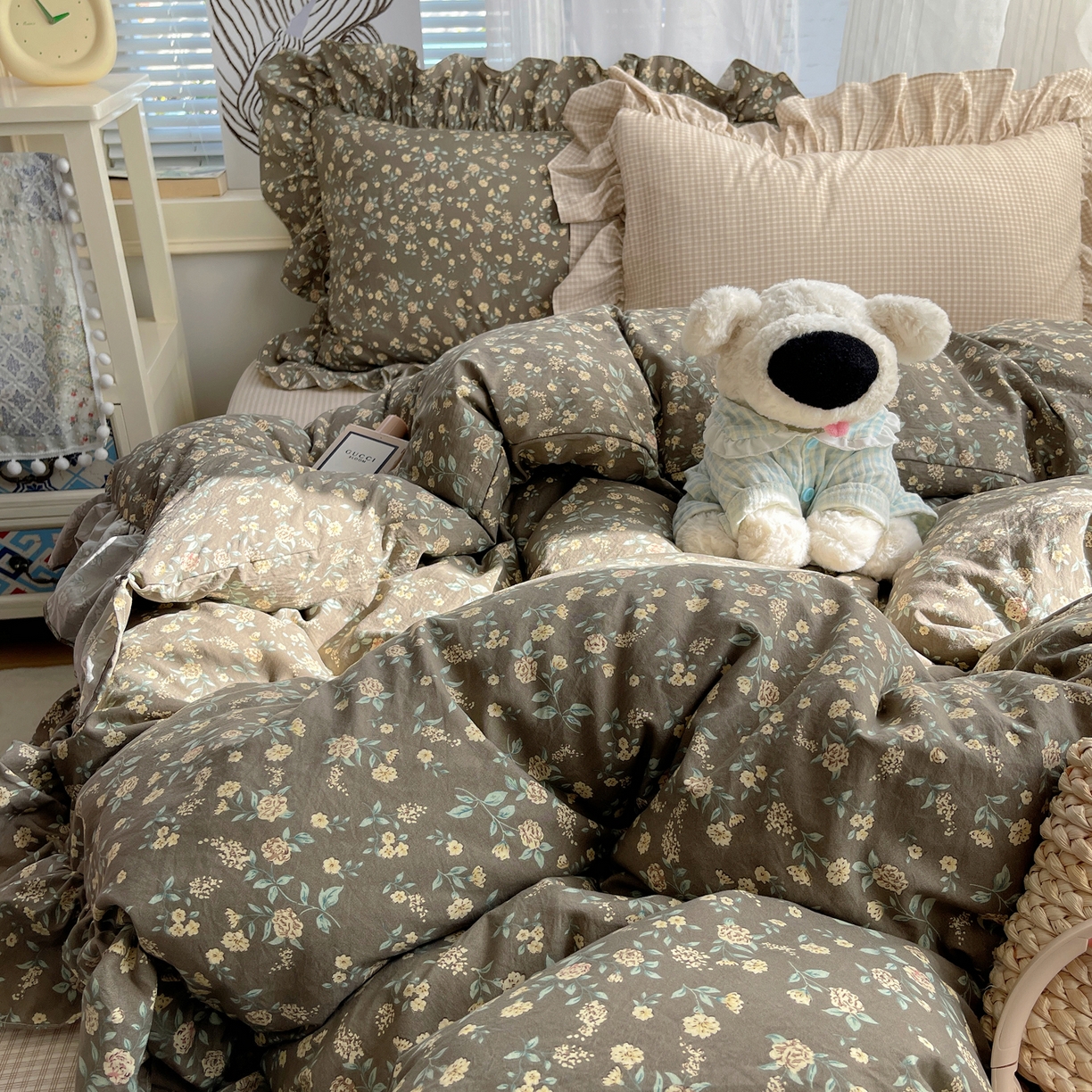 91家纺网 家纺一手货源 找家纺 （总）三朵家纺 2026新款A类云柔水洗棉韩版法式花边云朵棉四件套