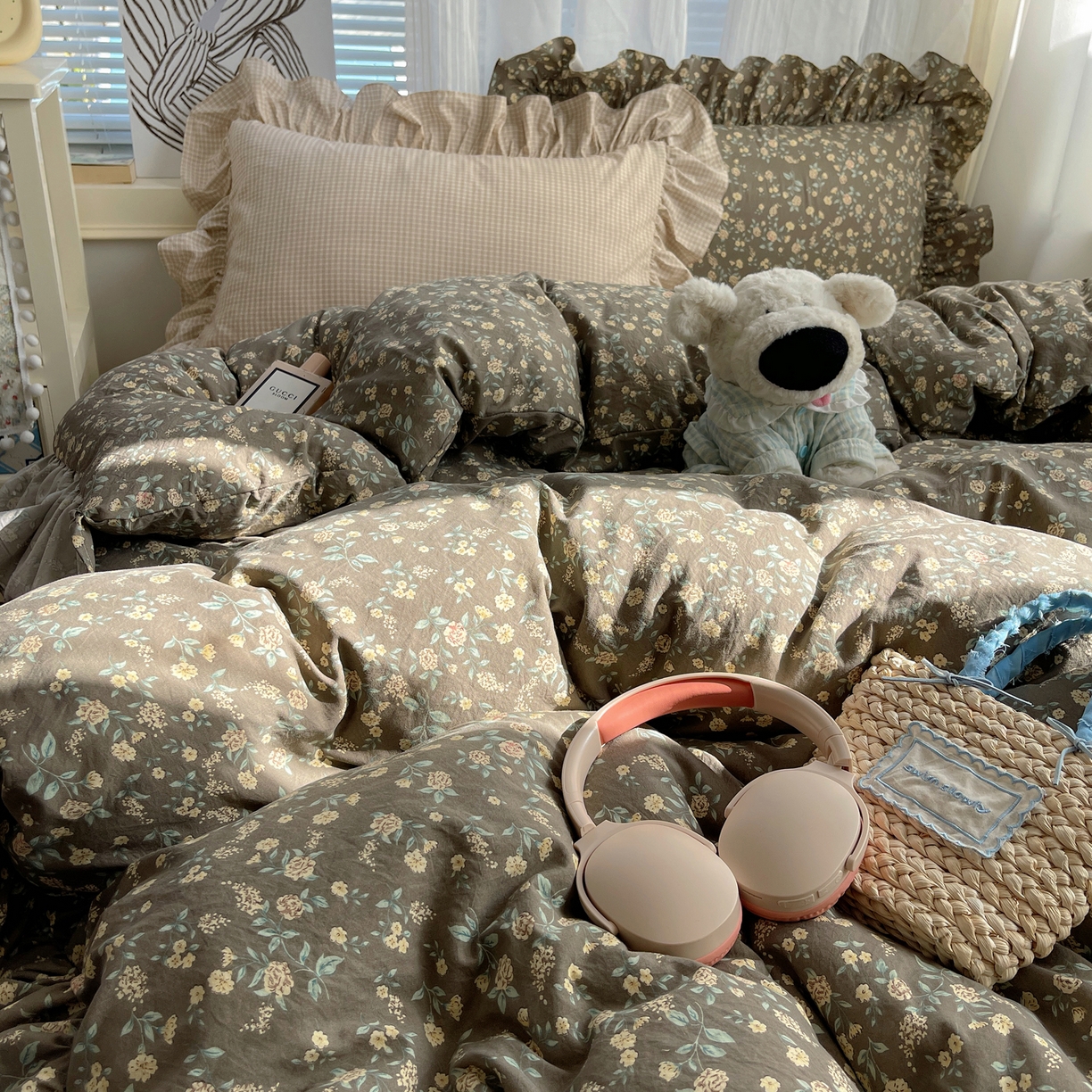 91家纺网 家纺一手货源 找家纺 （总）三朵家纺 2026新款A类云柔水洗棉韩版法式花边云朵棉四件套