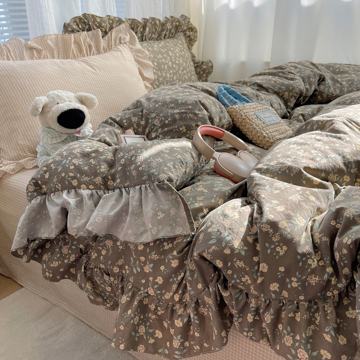 91家纺网 家纺一手货源 找家纺 （总）三朵家纺 2026新款A类云柔水洗棉韩版法式花边云朵棉四件套