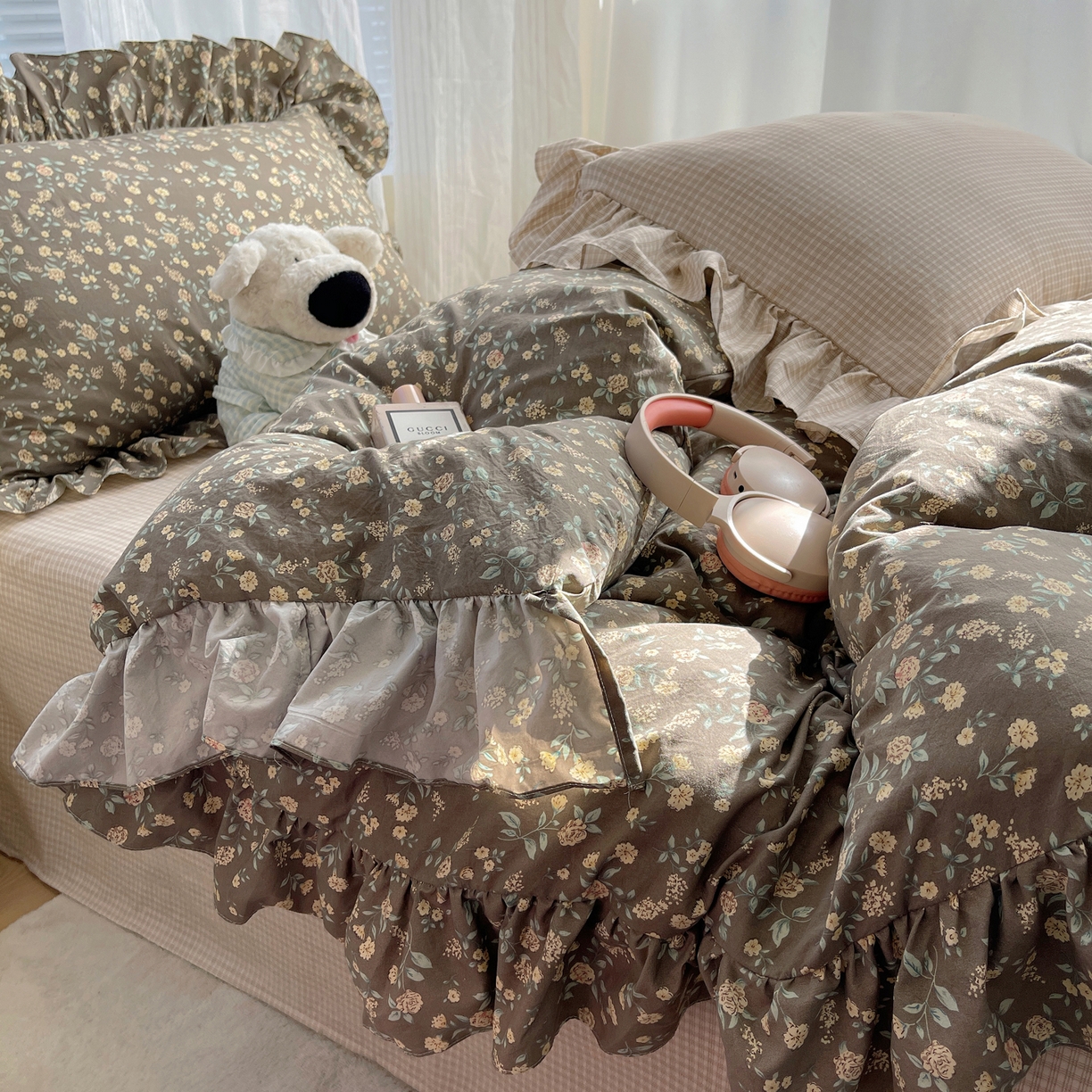 91家纺网 家纺一手货源 找家纺 （总）三朵家纺 2026新款A类云柔水洗棉韩版法式花边云朵棉四件套