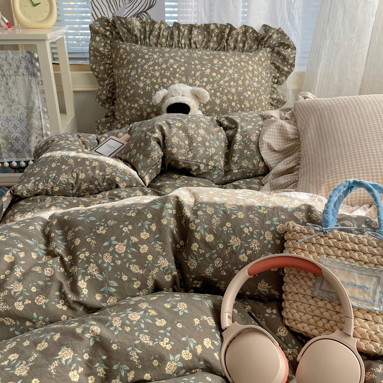 91家纺网 家纺一手货源 找家纺 （总）三朵家纺 2026新款A类云柔水洗棉韩版法式花边云朵棉四件套