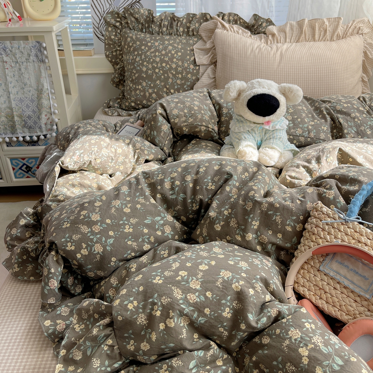 91家纺网 家纺一手货源 找家纺 （总）三朵家纺 2026新款A类云柔水洗棉韩版法式花边云朵棉四件套