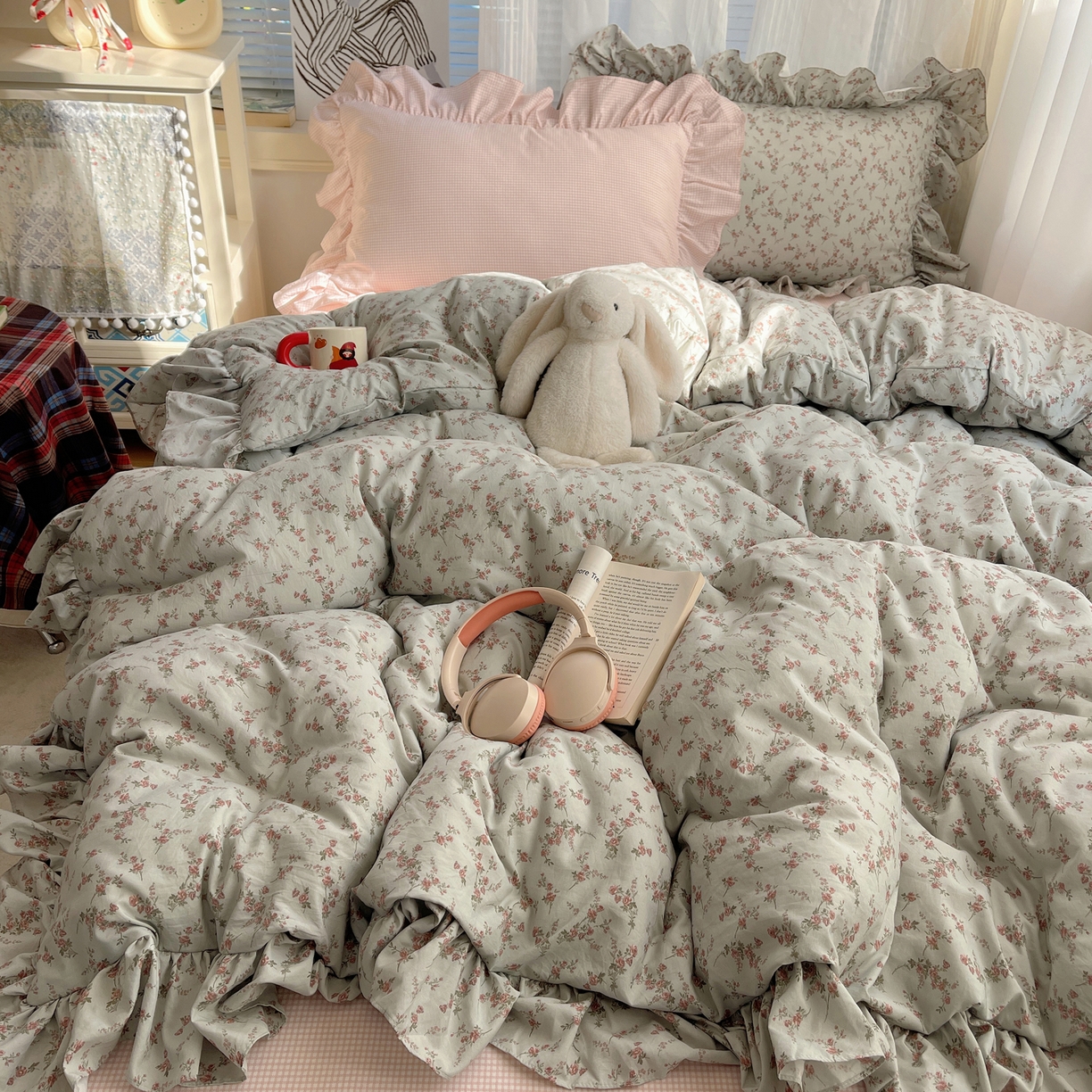 91家纺网 家纺一手货源 找家纺 （总）三朵家纺 2026新款A类云柔水洗棉韩版法式花边云朵棉四件套