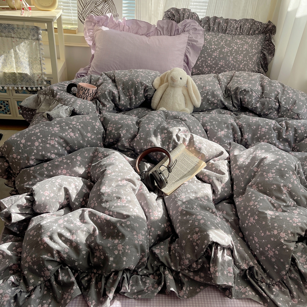 91家纺网 家纺一手货源 找家纺 （总）三朵家纺 2026新款A类云柔水洗棉韩版法式花边云朵棉四件套