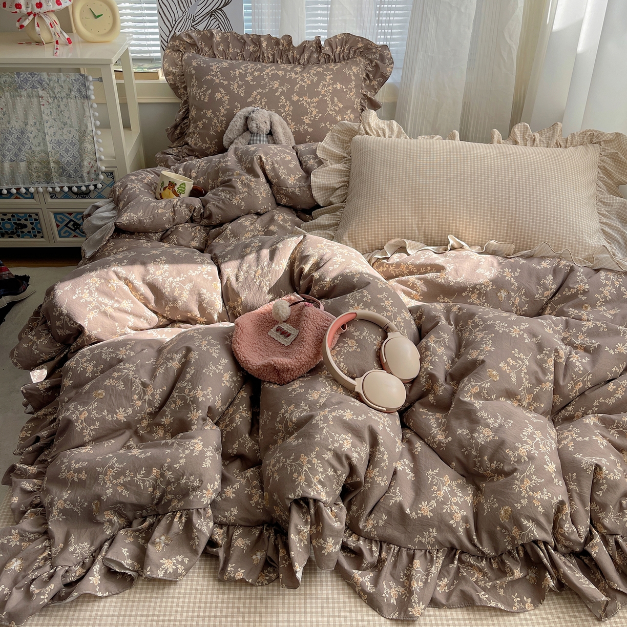 91家纺网 家纺一手货源 找家纺 （总）三朵家纺 2026新款A类云柔水洗棉韩版法式花边云朵棉四件套