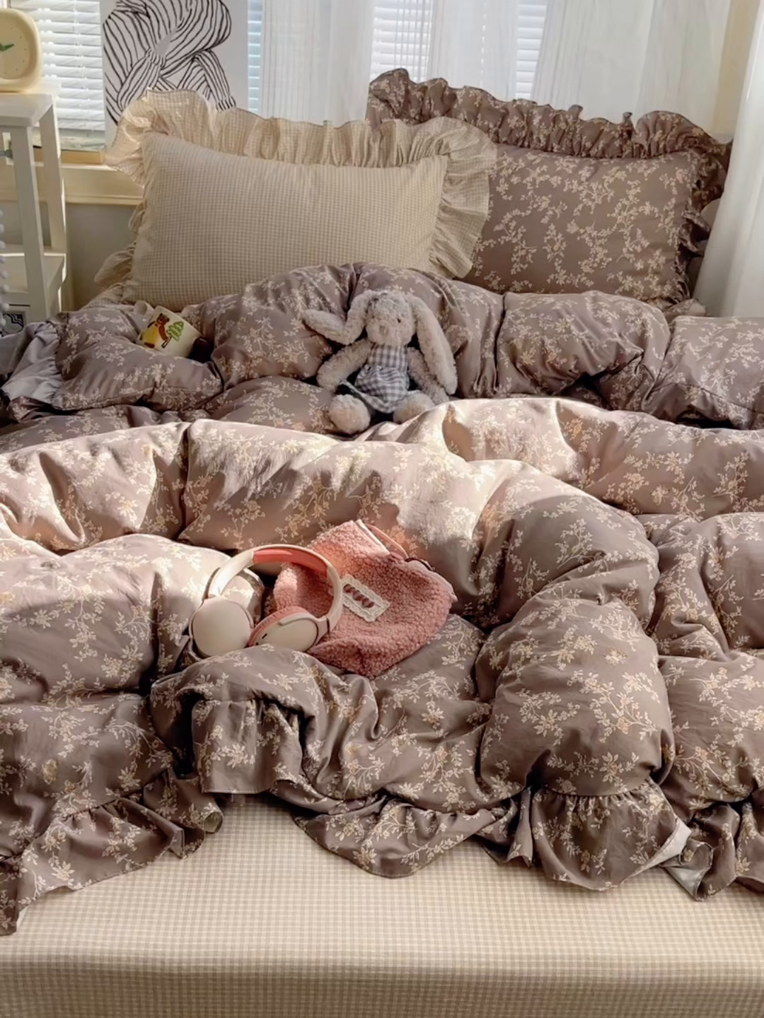 91家纺网 家纺一手货源 找家纺 三朵家纺 2026新款A类云柔水洗棉韩版法式花边云朵棉四件套 如漫
