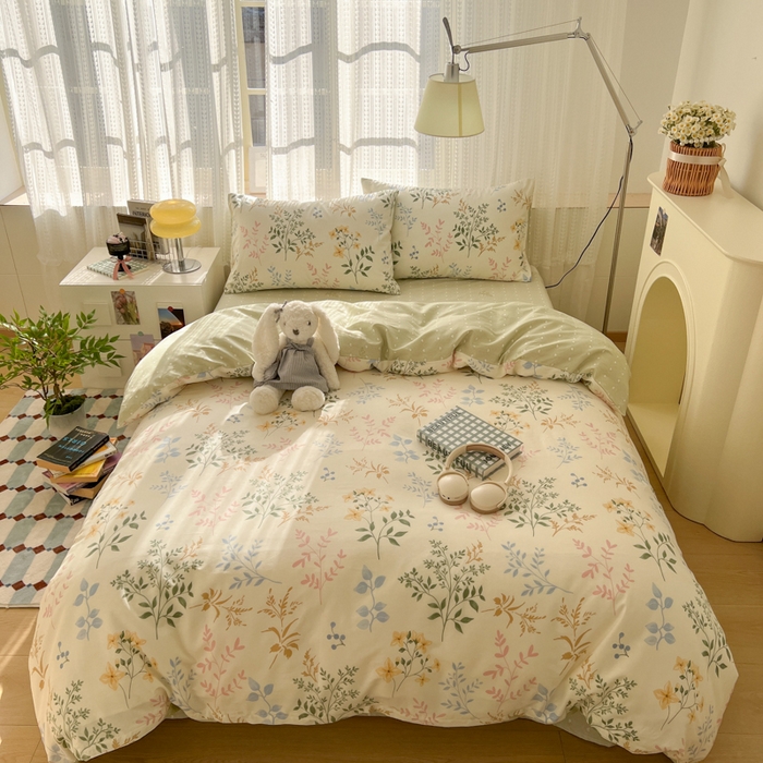 91家纺网 家纺一手货源 找家纺 曼之夏 2026新款全棉印花花卉四件套 七彩集