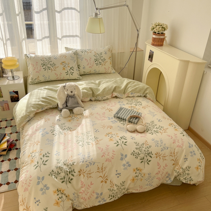 91家纺网 家纺一手货源 找家纺 曼之夏 2026新款全棉印花花卉四件套 七彩集