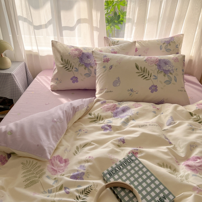 91家纺网 家纺一手货源 找家纺 曼之夏 2026新款全棉印花花卉四件套 晴空