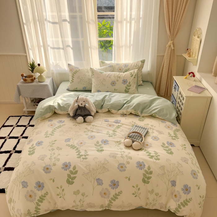 91家纺网 家纺一手货源 找家纺 曼之夏 2026新款全棉印花花卉四件套 生机盎然