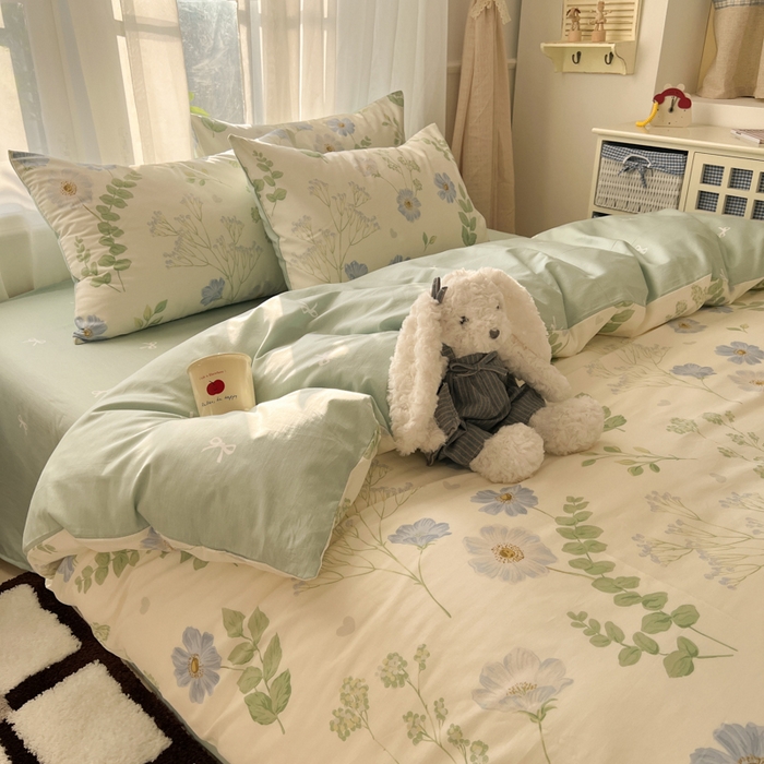 91家纺网 家纺一手货源 找家纺 曼之夏 2026新款全棉印花花卉四件套 生机盎然