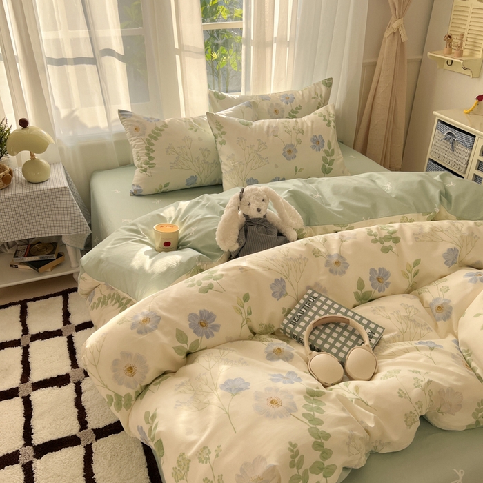 91家纺网 家纺一手货源 找家纺 曼之夏 2026新款全棉印花花卉四件套 生机盎然