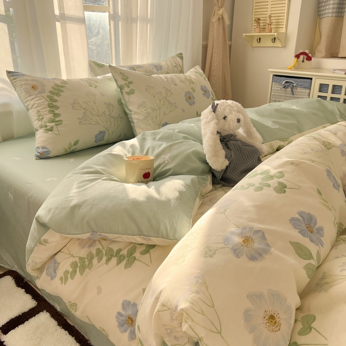 91家纺网 家纺一手货源 找家纺 曼之夏 2026新款全棉印花花卉四件套 生机盎然